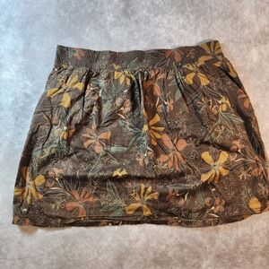 Sonoma Goods for Life Skirt Womens Medium Brown Floral Smocked Waist Mini Pocket